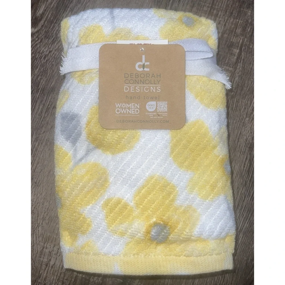 New Deborah Connolly Yellow Flowers Spring Super Soft 2 Hand Towels